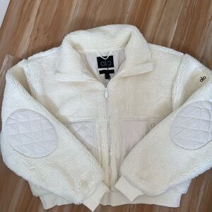 ALO Yoga Ivory Sherpa Zip-Up